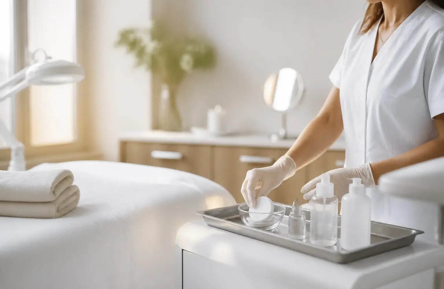 Profesional de estética prepara insumos antes de una sesión de toxina botulínica en Concepción